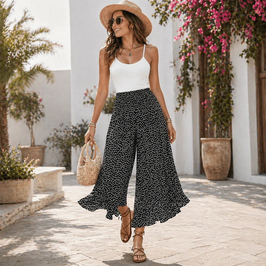 Pantalon Fluide à Pois-Coupe Large