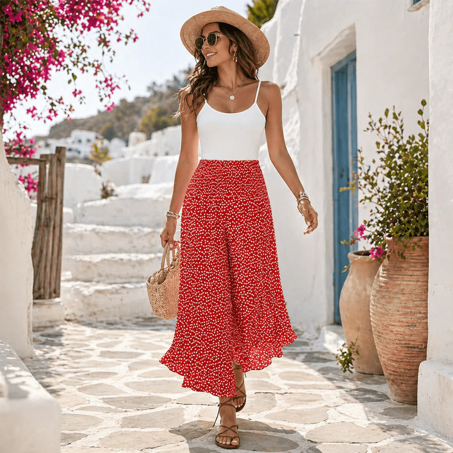 Pantalon Fluide à Pois-Coupe Large