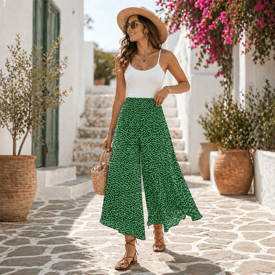 Pantalon Fluide à Pois-Coupe Large